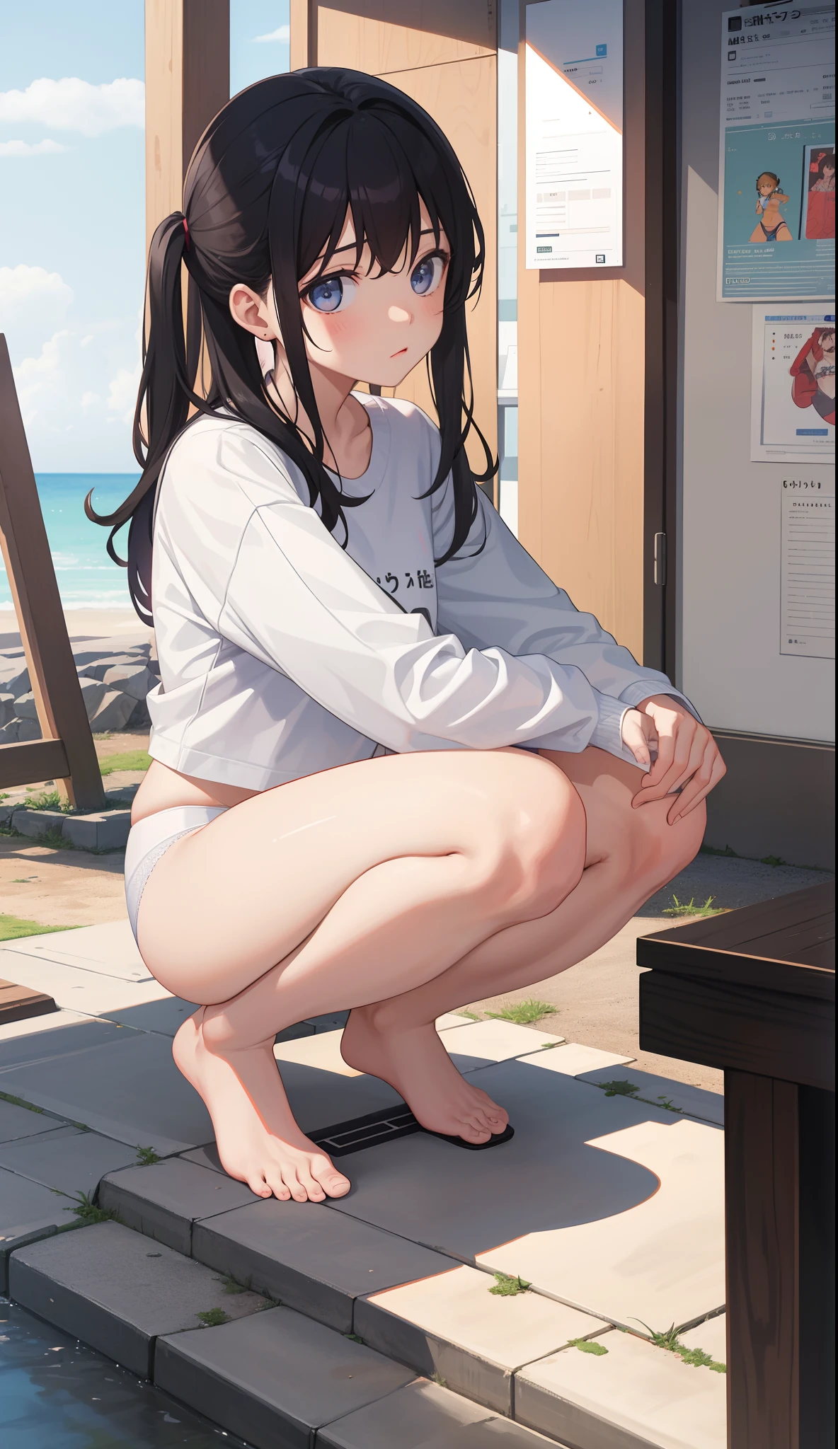 1girl in、AS-Adult、Underwear、Cute underwear、Squatting panchira、