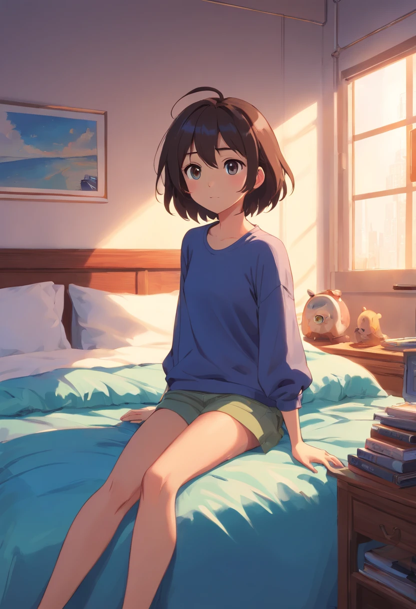 Linda loli，Pelo largo blanquecino，hombros con fugas，descalzo，Cabeza mirando hacia arriba，Tumbarse en el suelo，Levanta los pies，Vestidos de turno，bragas blancas，ojos grandes，Cara linda de anime，loli，Calcetines largos blancos，masturbation