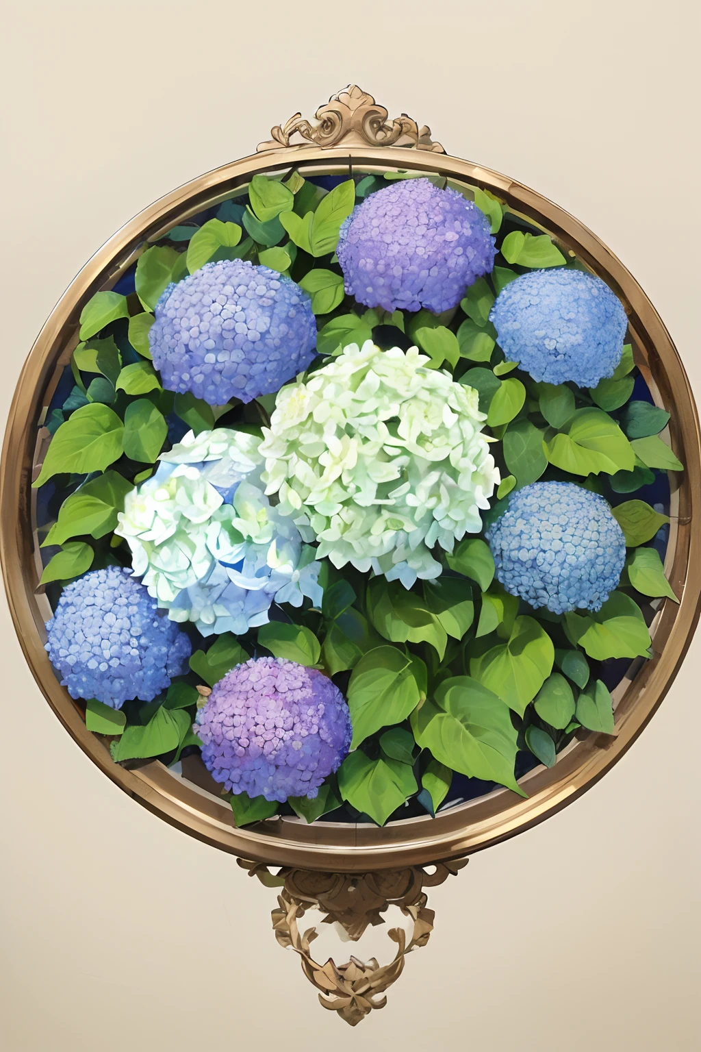 ((Best quality))), ((Ultra-detailed)),((plant illustration)),without hands,Botanical diagram,Gongbi style,Meticulous,white backgrounid,water ink, illustrations of hydrangea flowers, closeup flower