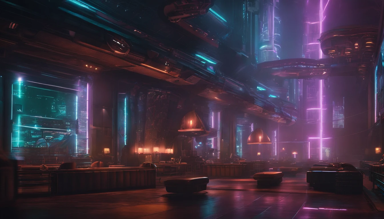 Cyberpunk background, caixas de som de gigantes de fundo, cyberpunk lighting