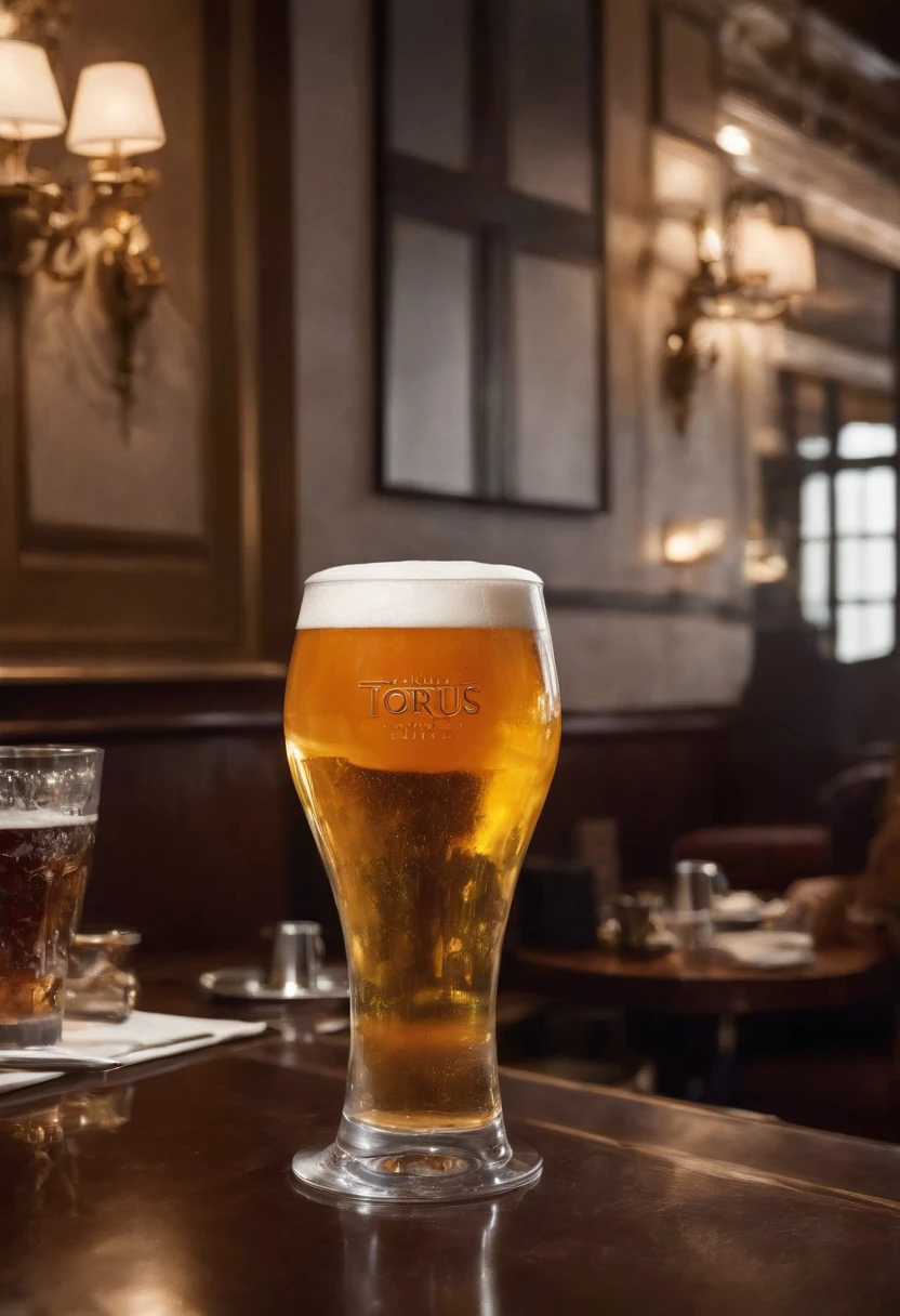 (Beer in the glass hammer of the torus), A puddle of beer on the table, restaurant, portraite of a, (sharp-focus: 1.2), photo (American Apartment), in a Parisian coffee shop, (Beautiful reflections: 1.1), Detailed pleats and edges, (hard: 1.2), (Moderate lighting: 1.2), Depth of field, bokeh, 4k, HDR. Cover photo, (moody lighting: 1.2)