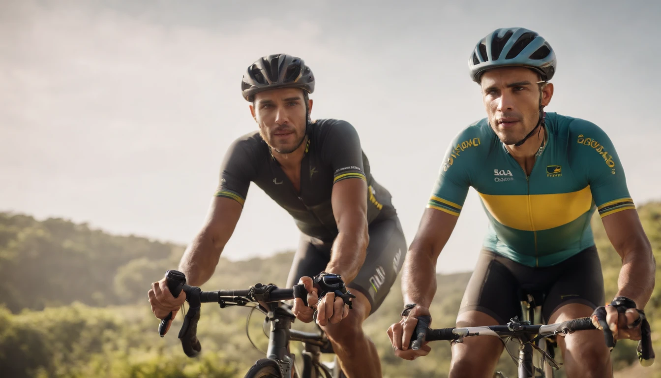 Couple of Brazilian cyclists side view