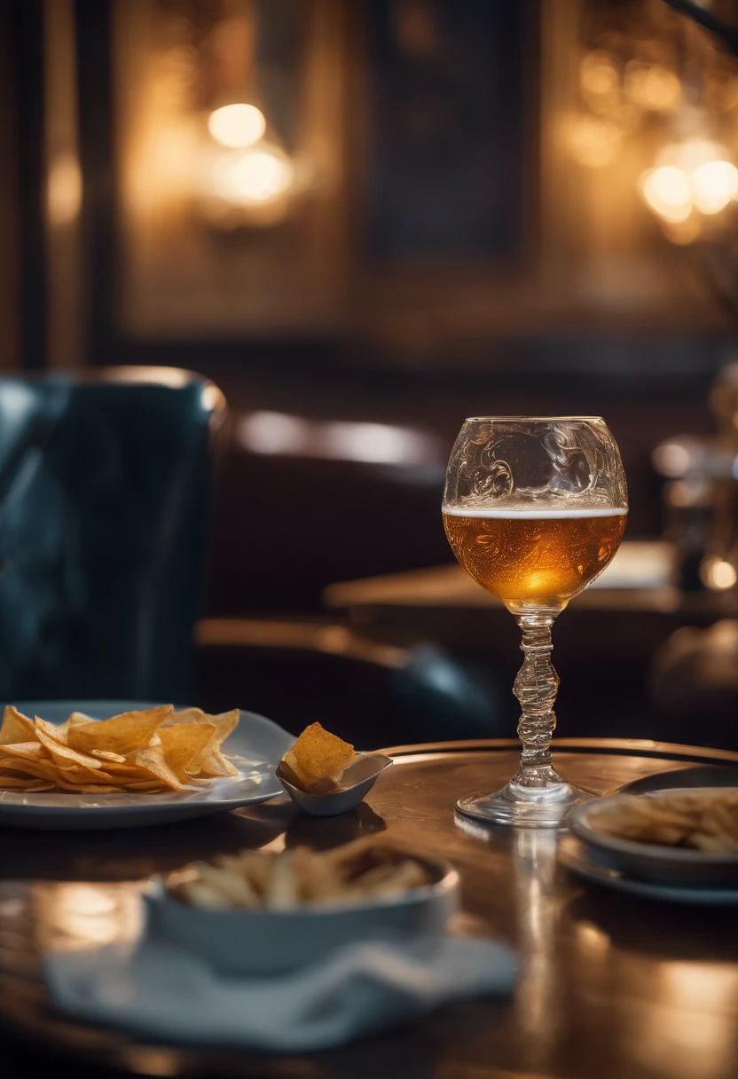 portraite of a, Superhero at the table, 30 years, Doctor Strange, (Beer in a crystal goblet, a plate of chips and an appetizer), A puddle of beer on the table, restaurant, (sharp-focus: 1.2), photo (American Apartment), in a Parisian coffee shop, (Beautiful reflections: 1.1), Detailed pleats and edges, (hard: 1.2), (Moderate lighting: 1.2), Depth of field, bokeh, 4k, HDR. Cover photo, (moody lighting: 1.2)