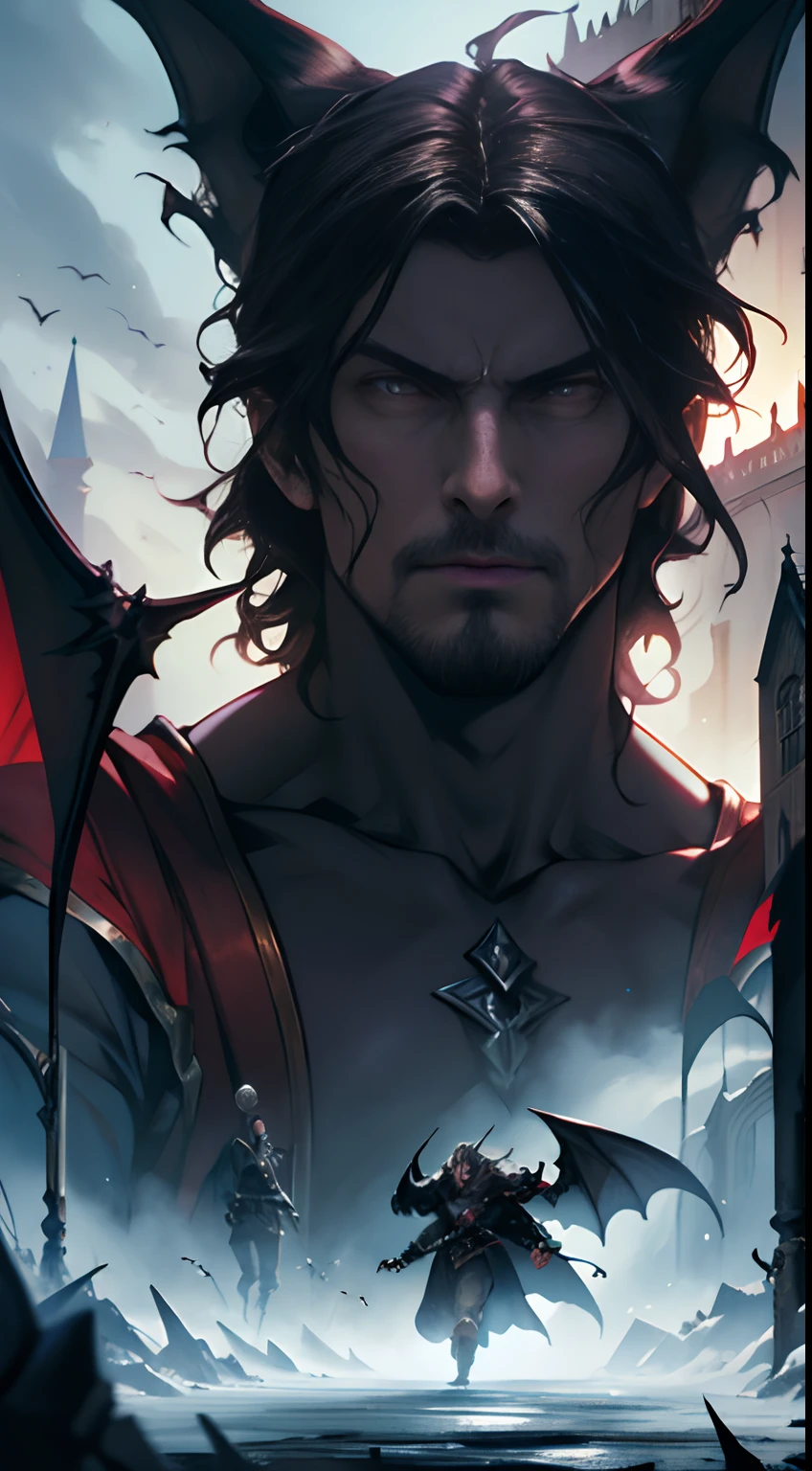 Castlevania Lord of the shadows hyper realistic super detailed Dynamic shot master piece scene cinématique scènes movie Epic Legendary perspective environnement of Lord Dracula leading troops army of demons to battle War hyper realistic Faces correct proportions super detailed Dynamic shot