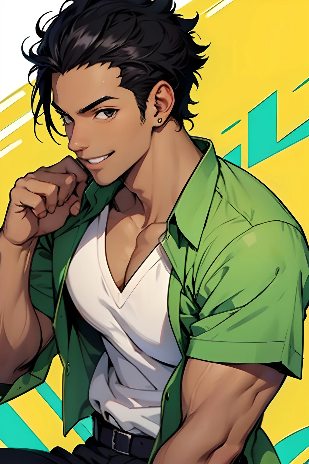 black young man short hair, man, smile, negro, white shirt, black hair, estiloso, young, black man, zoro hairstyle, black hair