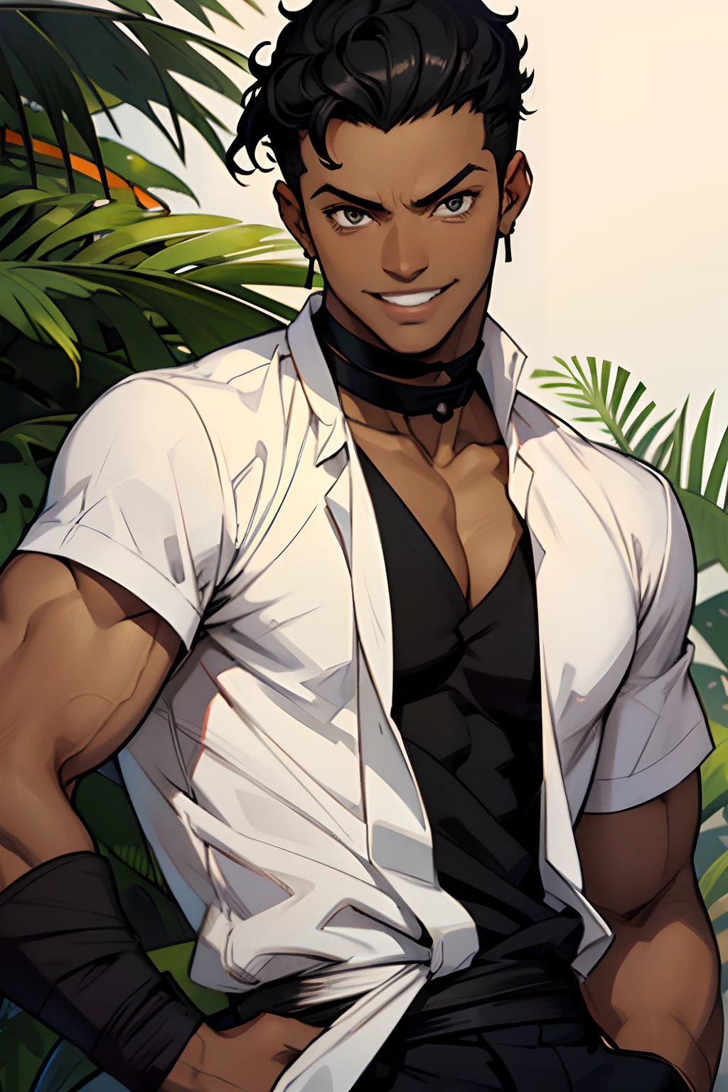 black young man short hair, man, smile, negro, white shirt, black hair, estiloso, young, black man, zoro hairstyle, black hair