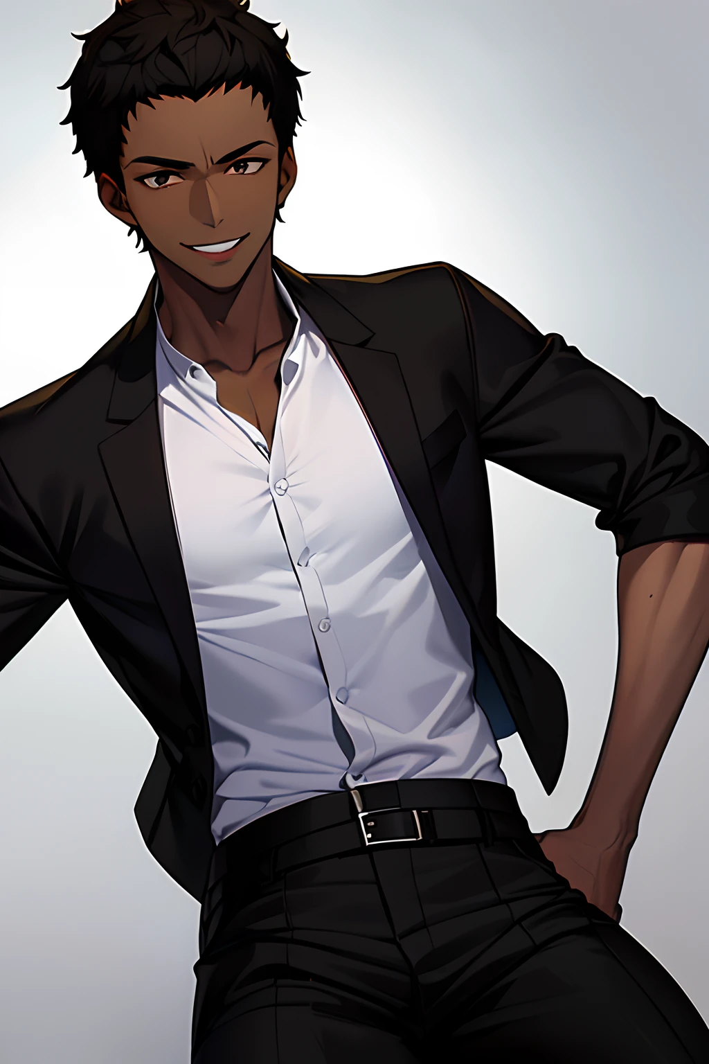 black young man short hair, man, smile, negro, white shirt, black hair, estiloso, young, black man, zoro hairstyle, black hair