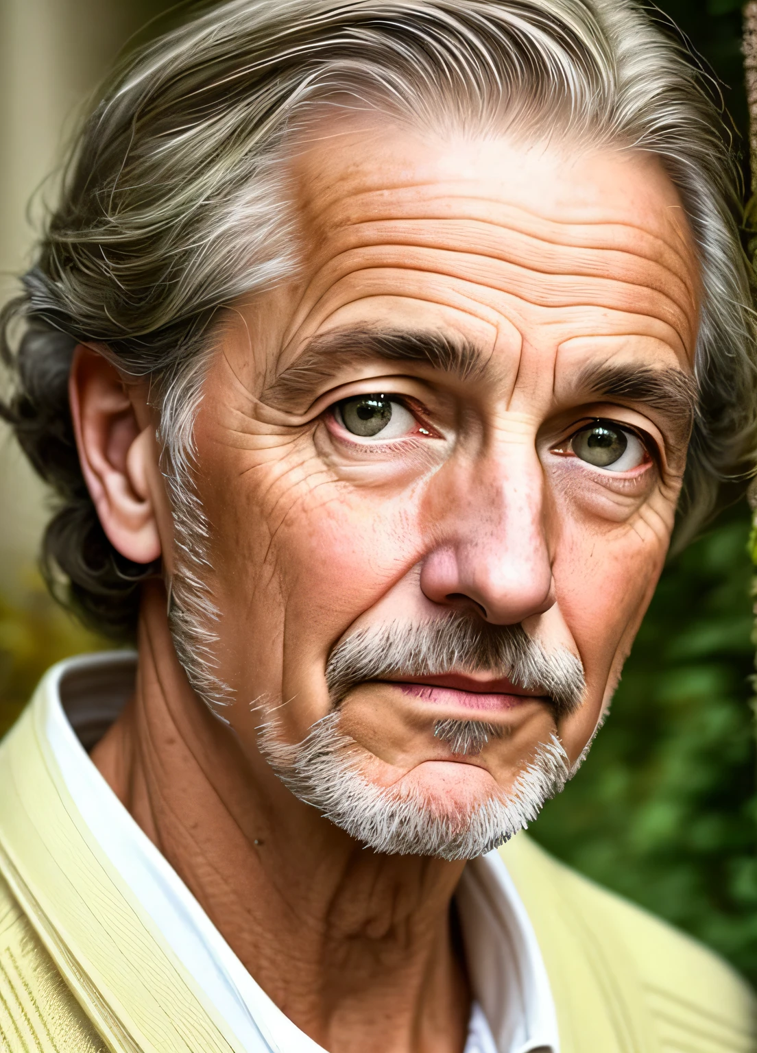 Inspiration for Agnes Cecil，Spirited middle-aged man，whaite hair，Wrinkles，Luminous design，pastelcolor，Ink drops，Autumn lights