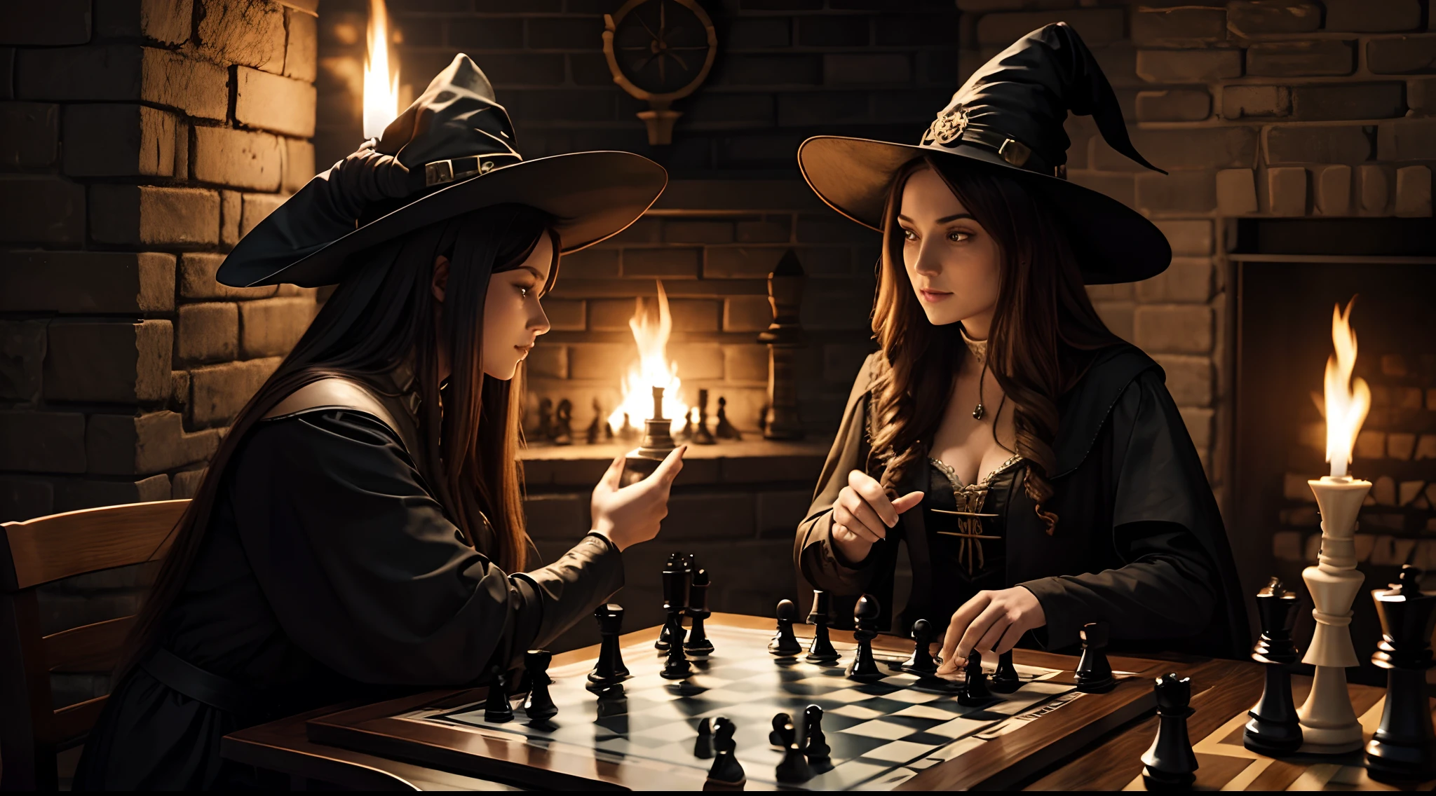 chess medieval witch hunt, witch burned on fire
