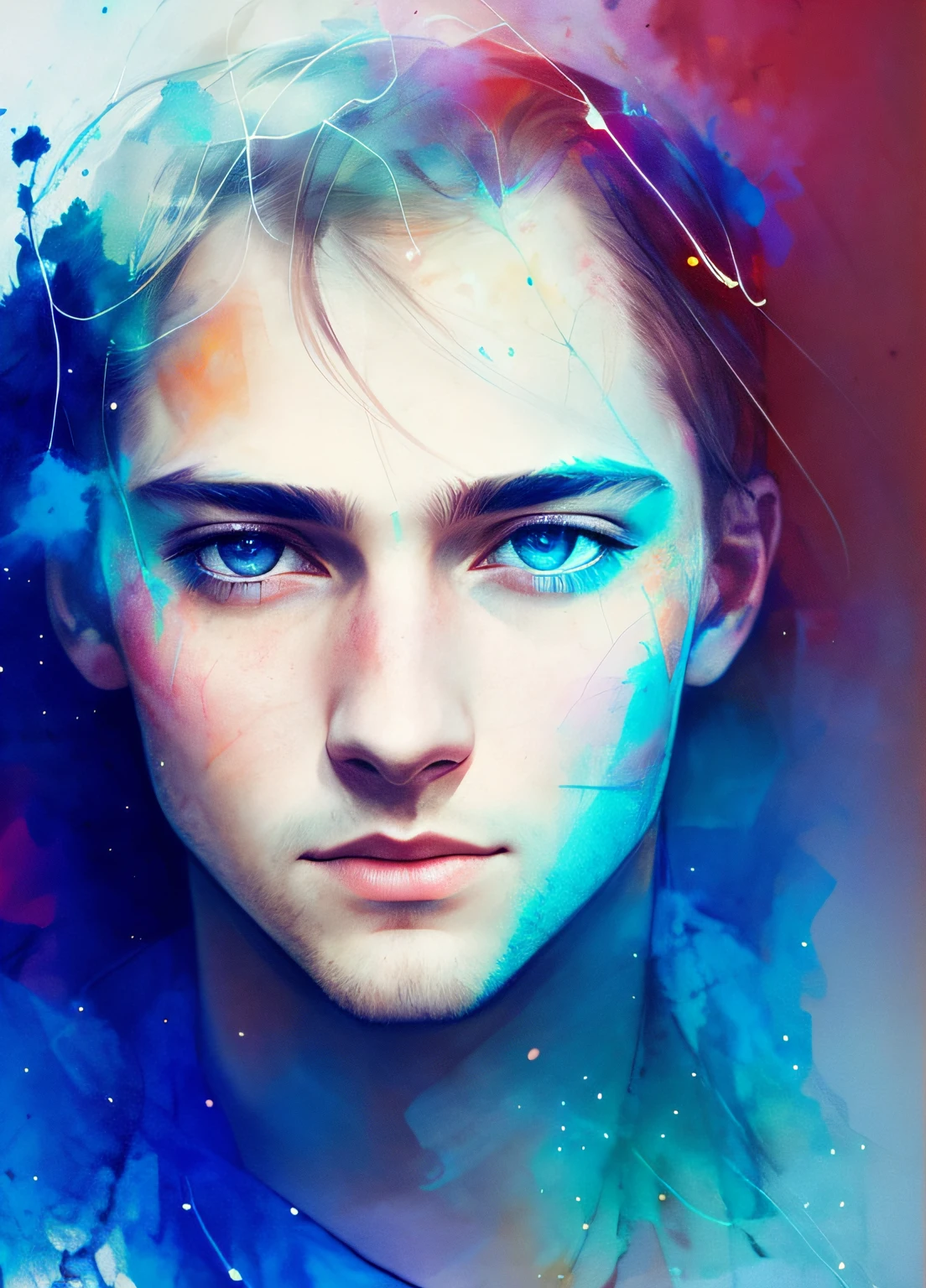 Agnes Cecile's man, luminous design, pastel colors, ink drops, autumn lights