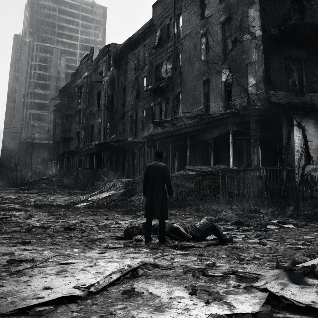 zombie, apocalypse, horror, terror, (best quality, 4k, high-res), dark atmosphere, intense fear, abandoned city, blood-stained streets, decomposing flesh, eerie silence, haunting presence, flickering streetlights, tattered clothing, walking dead, relentless pursuit, desperate survivors, harrowing screams, decaying buildings, deserted vehicles, lifeless eyes, rotting corpses, chilling moans, impending doom, overwhelming despair, shattered hope, survival instincts, shrouded in darkness, macabre beauty, bone-chilling, unnerving, nightmare-inducing, gruesome, disturbing, suspenseful, eerie, gory, cataclysmic, apocalyptic landscape, post-disaster, horrifying encounters, adrenaline-fueled, nail-biting, hair-raising, heart-pounding, haunting, terrifying, nightmarish world, blood-curdling, frenzy, surreal, graphic violence, gruesome details.