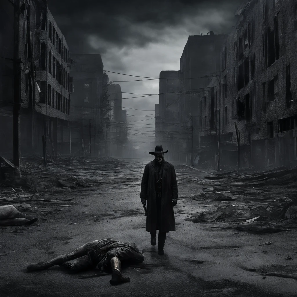 zombie, apocalypse, horror, terror, (best quality, 4k, high-res), dark atmosphere, intense fear, abandoned city, blood-stained streets, decomposing flesh, eerie silence, haunting presence, flickering streetlights, tattered clothing, walking dead, relentless pursuit, desperate survivors, harrowing screams, decaying buildings, deserted vehicles, lifeless eyes, rotting corpses, chilling moans, impending doom, overwhelming despair, shattered hope, survival instincts, shrouded in darkness, macabre beauty, bone-chilling, unnerving, nightmare-inducing, gruesome, disturbing, suspenseful, eerie, gory, cataclysmic, apocalyptic landscape, post-disaster, horrifying encounters, adrenaline-fueled, nail-biting, hair-raising, heart-pounding, haunting, terrifying, nightmarish world, blood-curdling, frenzy, surreal, graphic violence, gruesome details.
