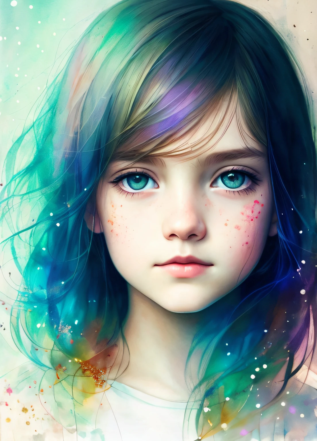 Young children of Agnes Cecile，Luminous design，pastelcolor，Ink drops，Autumn lights