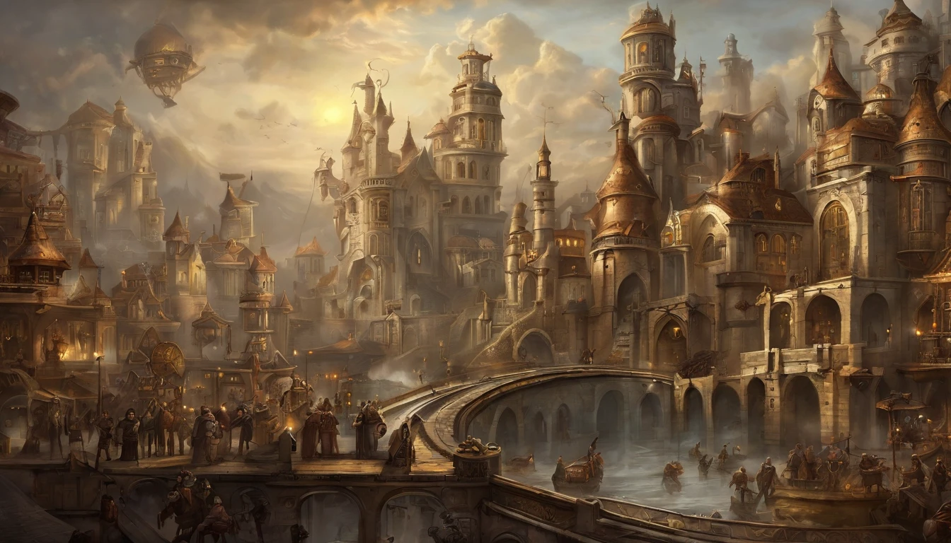 League of Legends Demacia city, masterpiece, best quality, hd, hyper detailed, epic scenario, a white glorious medieval city, medieval, fantasy rpg, castle, perfect light, large city, minas tirith, giant dragon behind, high bright, ultra hd