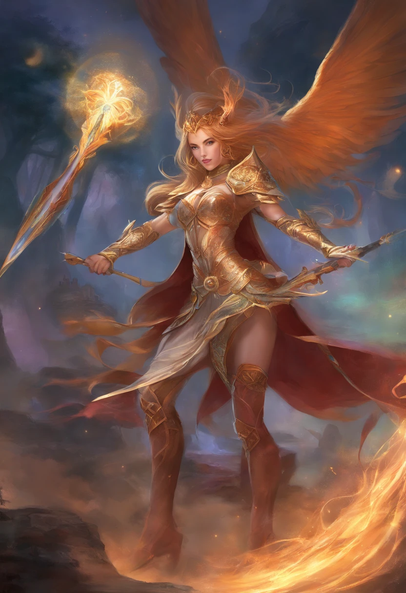 2 feline warriors with sword and bow 1 magician in weßer robe with spell died in the background a castle and 2 unicorns sexy pose hot sexy t small breasts Solid , easy smile, Ohren-Rouge, Exy Sweet Smile Hot Best Quality, high resolution, ultra-detailliert, Lebendige Textur,