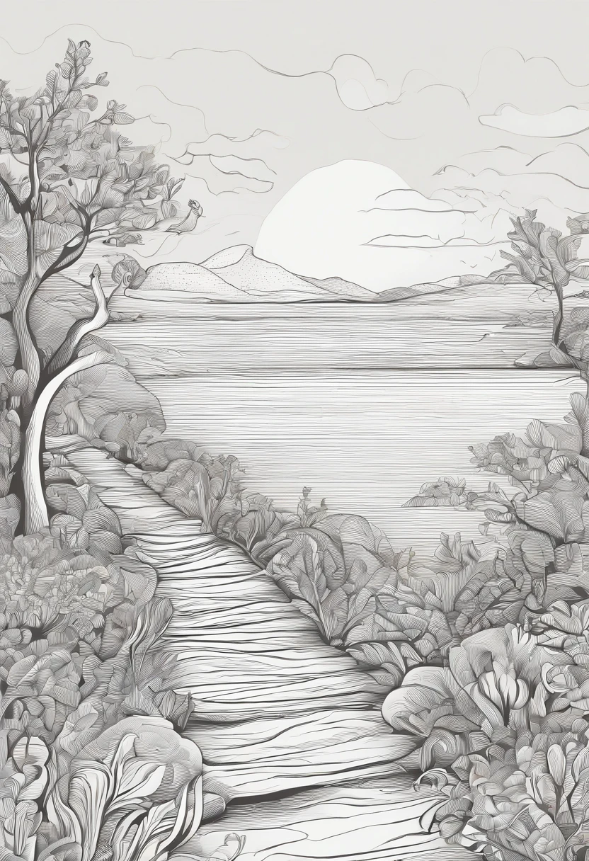 "Imagine uma pintura digital que retrata a cena descrita no verso: 'Uma estrada sinuosa que representa a jornada da vida, com uma luz brilhante no horizonte.The road winds through a coastal setting, and the light on the horizon is reflected gently in the seawater. The colors are soft and quiet, conveying a sense of hope and peace. Create this scene in a unique artistic style that evokes a sense of serenity and exploration."