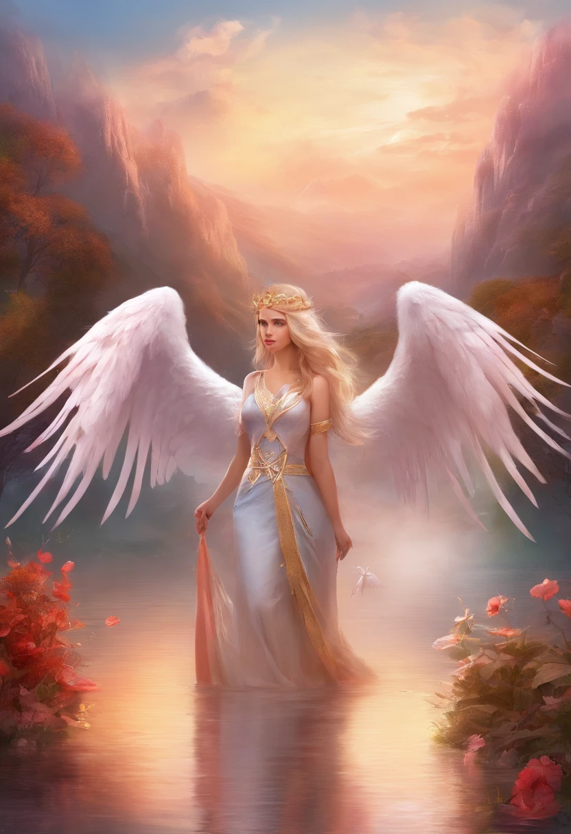 2 angelic creatures beautiful sky background mountains lake pose sexy unicorns sexy pose hot sexy t small solid , easy smile, Ohren-Rouge, Exy Sweet Smile Hot Best Quality, high resolution, ultra-detailliert, Lebendige Textur,