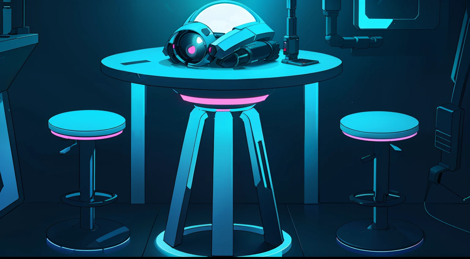 Cyberpunk round stool, futuristic design，A masterpiece of futuristic craftsmanship，Full of mechanical feel