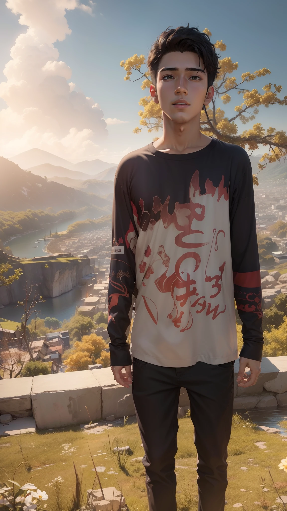 Change Accurate anime background ((best quality)), ((masterpiece)), (detailed) handsome  ashian boy realistic face, 8k, ultra realistic