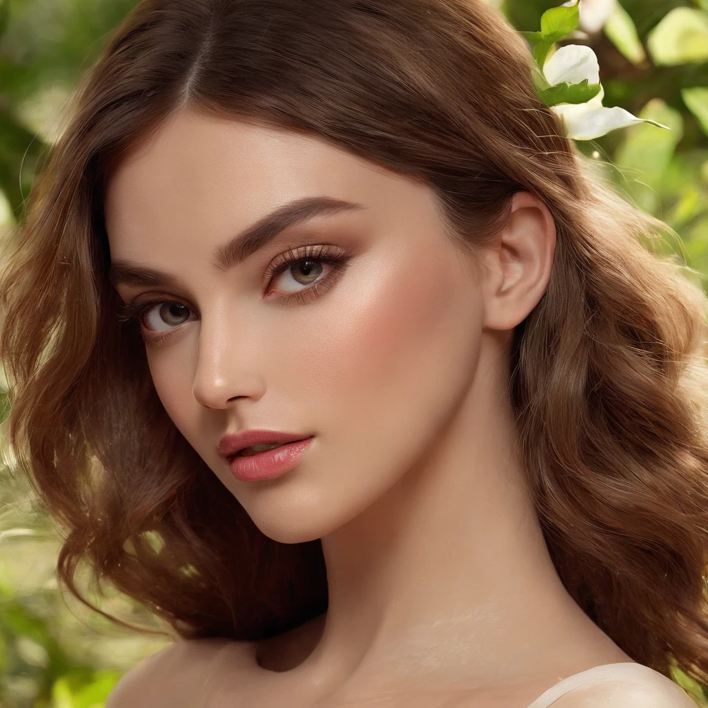 (best quality:1.2, ultra-detalhado, Realistic:1.37),oil painting, belos olhos detalhados, beautiful detailed lips,Fundo exuberante do jardim, Flowing dress, cores vibrantes, warm lighting, Olhar confiante, relaxed smile, dynamic pose