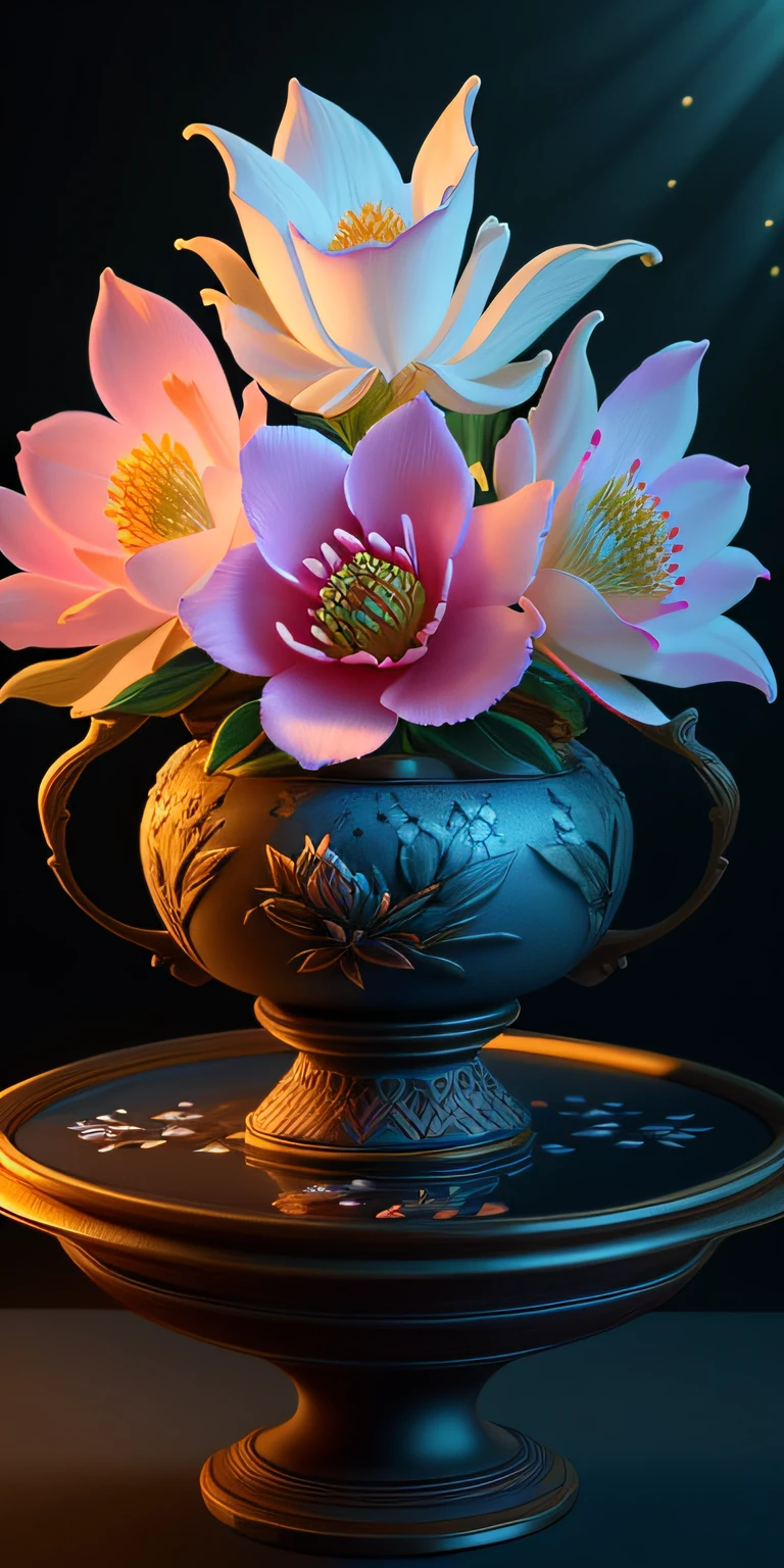 best quality, realistic, photorealistic,  ultra detailed, "Mountain of Flower and Fruit+Fairy+Chinese Architecture" highly detailed carving on "southern ice" porcelain,Ultra wide angle,Accent Lighting,Volumetric Lighting,backlighting, (detailed light),((an extremely delicate and beautiful)),dramatic_shadow,ray_tracing,hdr