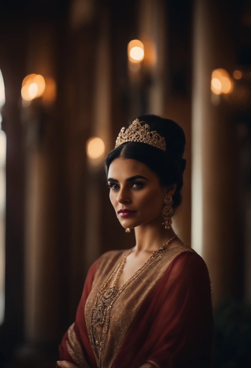 Portrait of an exotic heiress looking over her inheritance
