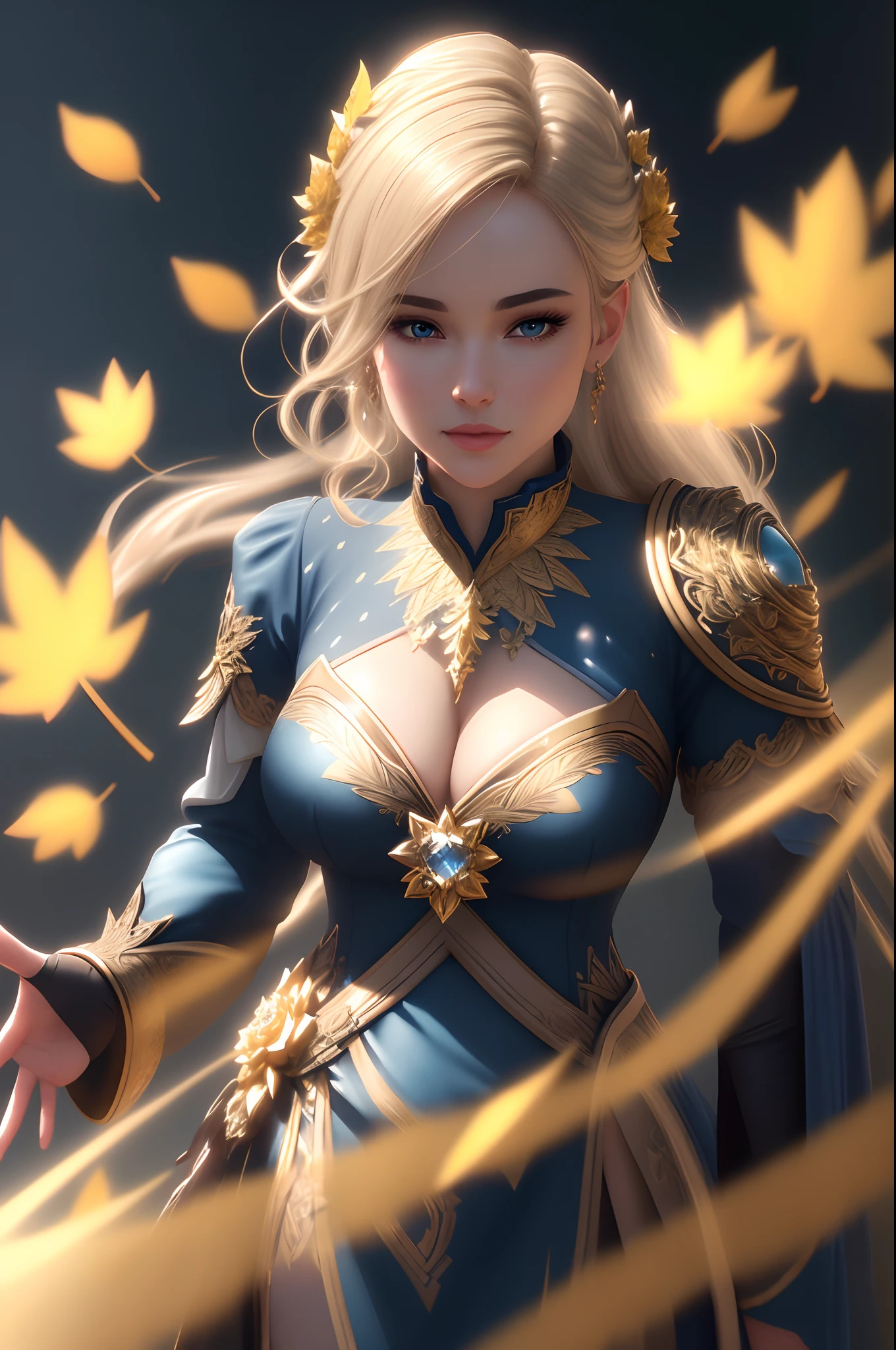 Elegant gold leaves, Crystal roses, very beautiful shiny, 8k, blue gold, 8k, Nordic style leaves, gold, dotted, with shiny blue, 8k high gloss, Masterpiece, absolutely perfect, Stunning image, visually rich, Intricately detailed,concept art,8k,by MSchiffer,glossy,cinematic, UHD Wallpaper,... ......3D, Octane Rendering, Volumetric Lights, With Black Background