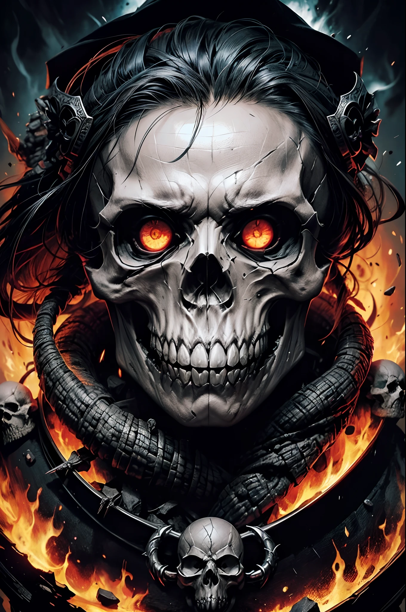 Skull, satanic, evil, horror.