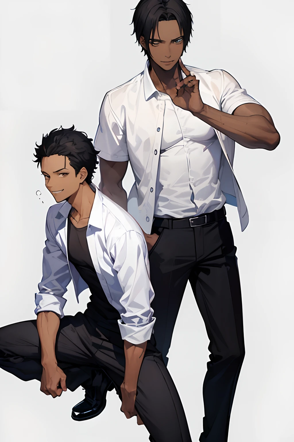 black young man short hair, man, smile, negro, white shirt, black hair, estiloso, young, black man, zoro hairstyle, black hair, bleach pose, show