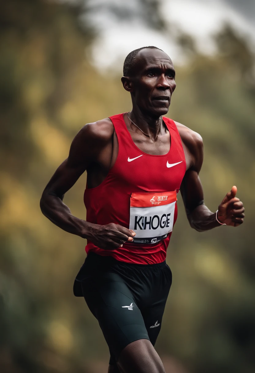 Eliud Kipchoge, correndo, no mexico, de perfil, 8k, detalhado