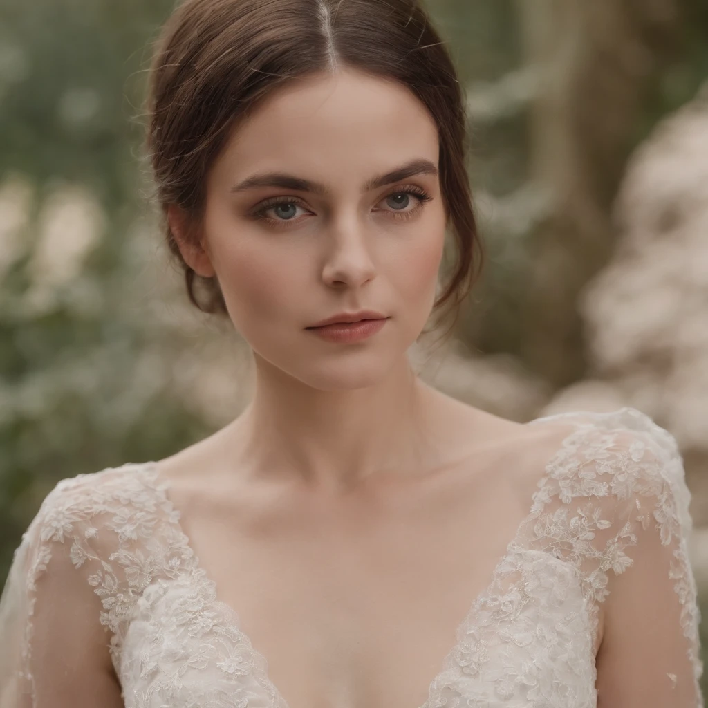 a woman in a white dress posing for a picture, soft portrait shot, 8k