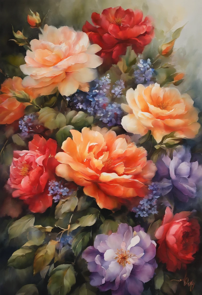pintura em aquarela de flores