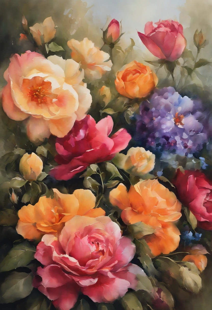 pintura em aquarela de flores