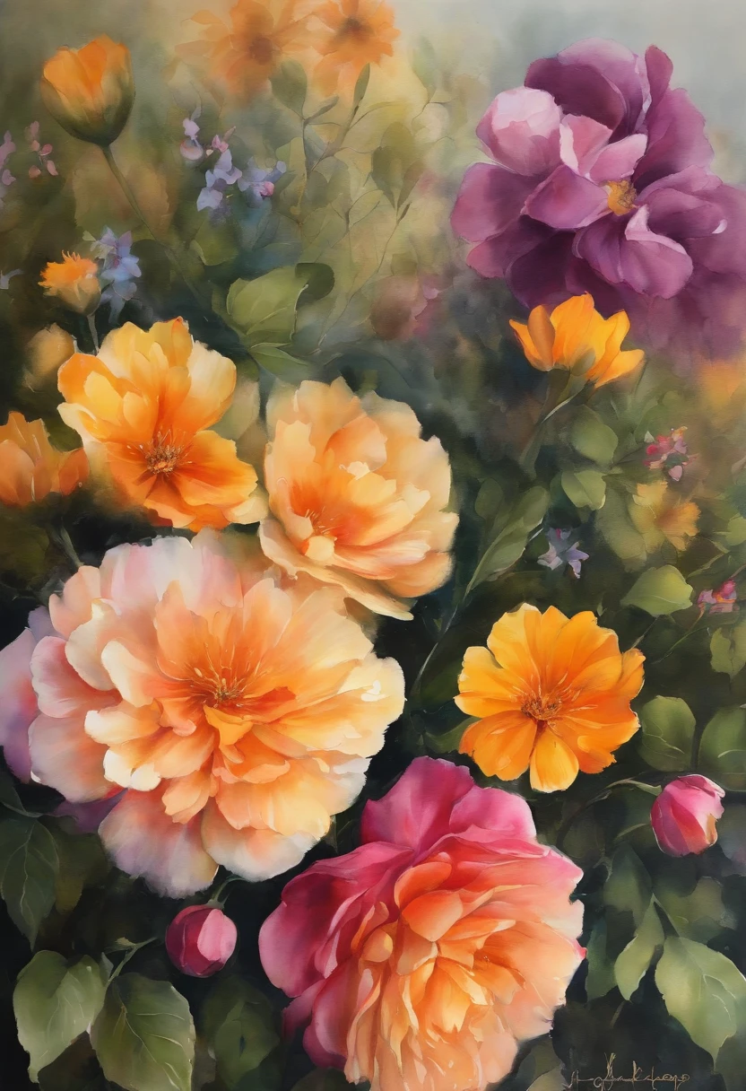 pintura em aquarela de flores