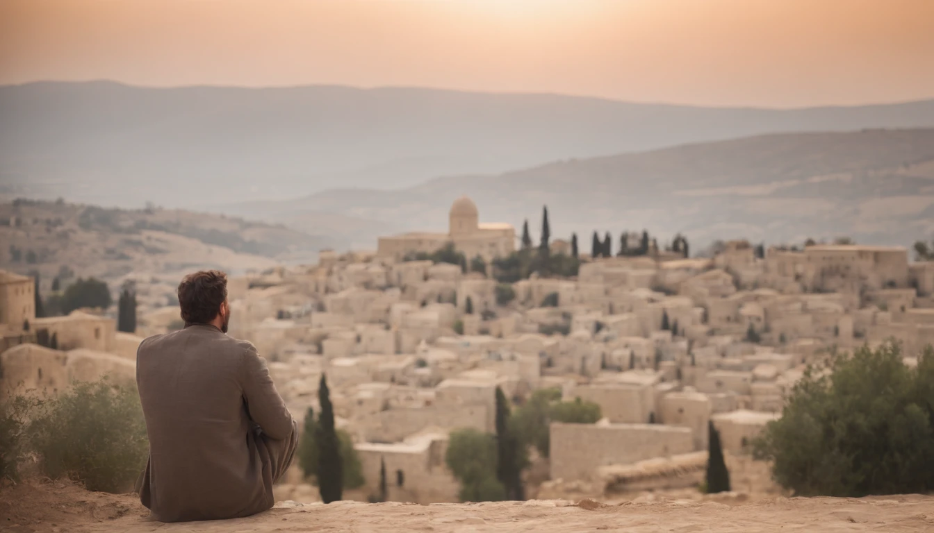 Prodigal son, jerusalem no fundo, pai, filho mais velho, filho mais novo, realista, 8k