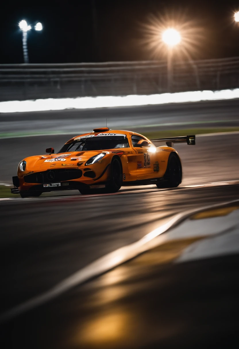 aerial view,fast cars,racing,night time,headlights,high speed,adrenaline rush,roaring engines,tire screeching,blurred motion,long straightaways,hairpin turns,challenging track,dark skies,neon lights,thrilling competition,victory celebration,strong contrasts,dynamic composition,high-octane energy,loud cheers,clouds of smoke,precision driving,exhaust fumes,passionate fans,high stakes,record-breaking laps,iconic race,elite drivers,heart-pounding experience,determination and focus,fierce competition, endurance racing