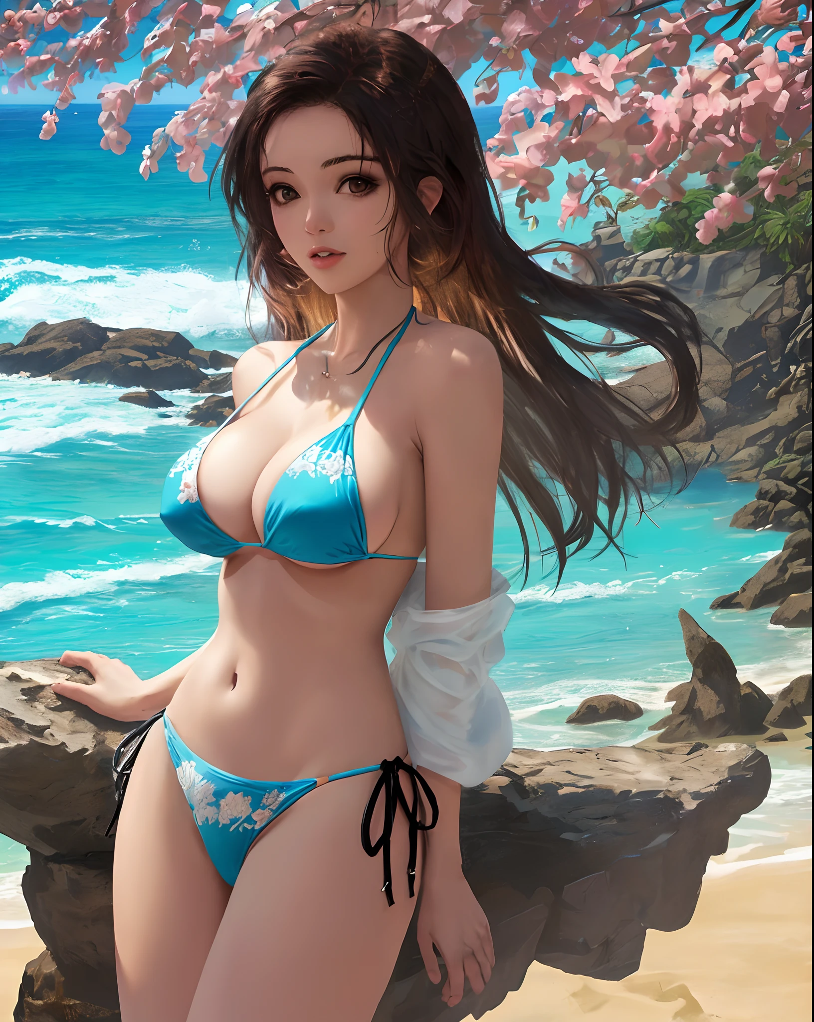 (Mulher brasileira em praia) (with bikini) (vista de baixo com bunda amostra)