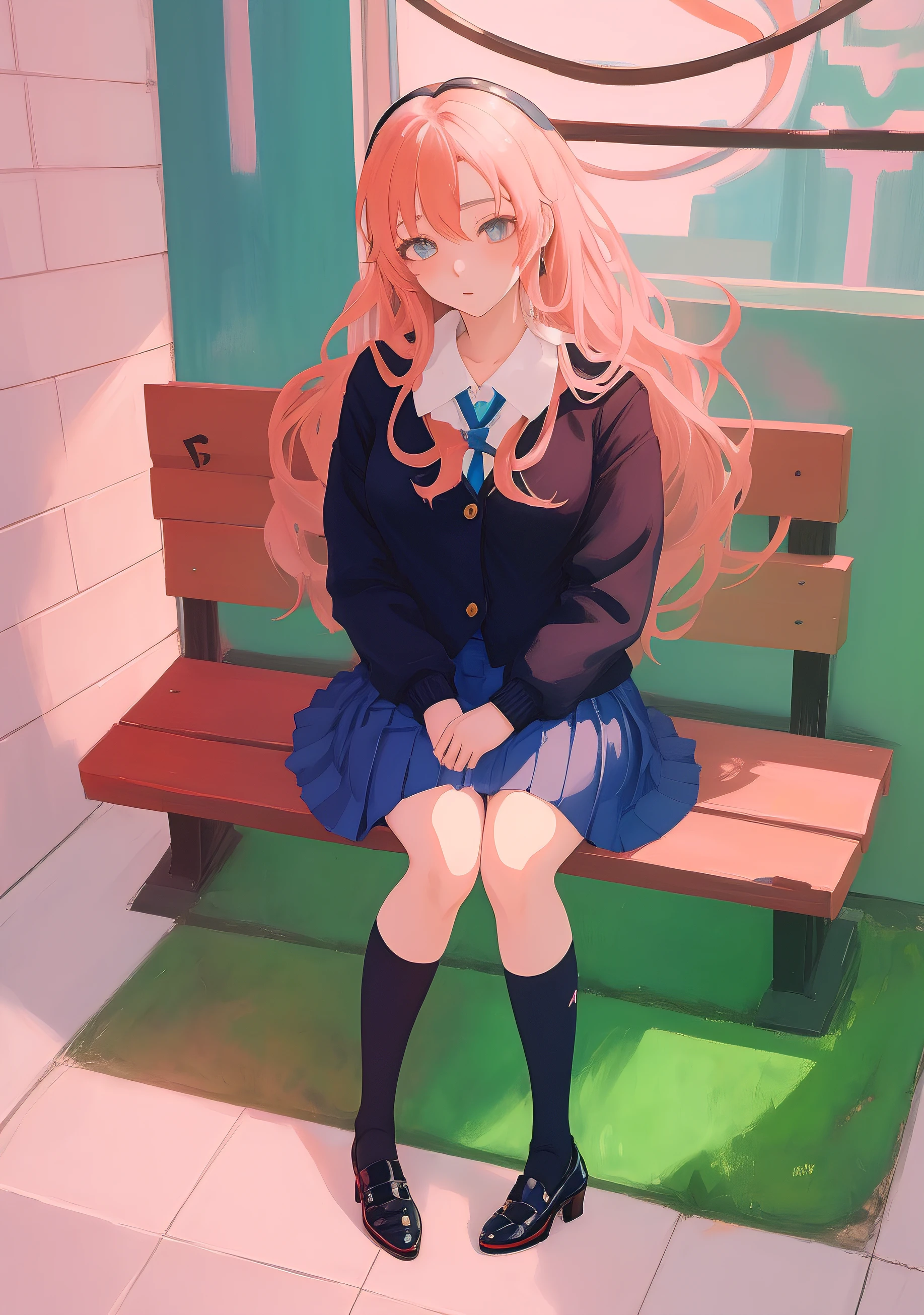 Anime girl in skirt and high heels sitting on the wall, the anime girl is crouching, Realistic Schoolgirl, a hyperrealistic schoolgirl, Ecchi anime style, a hyperrealistic schoolgirl, Ecchi style, Rei Hiroe, Ecchi, of a schoolgirl posing, beautiful anime high school girl, wearing skirt