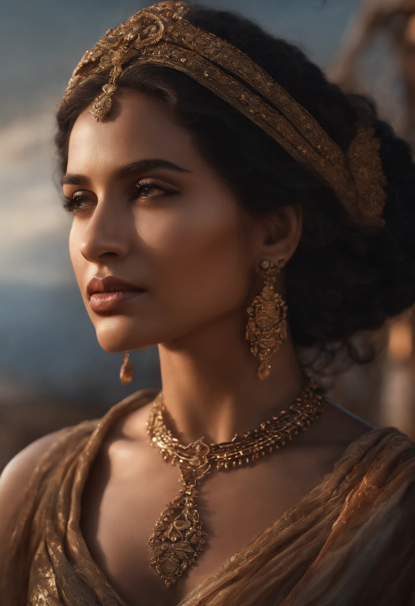 Uma imagem fotorrealista de ZEUS acima do Partenol de Atenas, with beautiful lighting. Photographed from a close angle to capture the sense of grace and beauty.