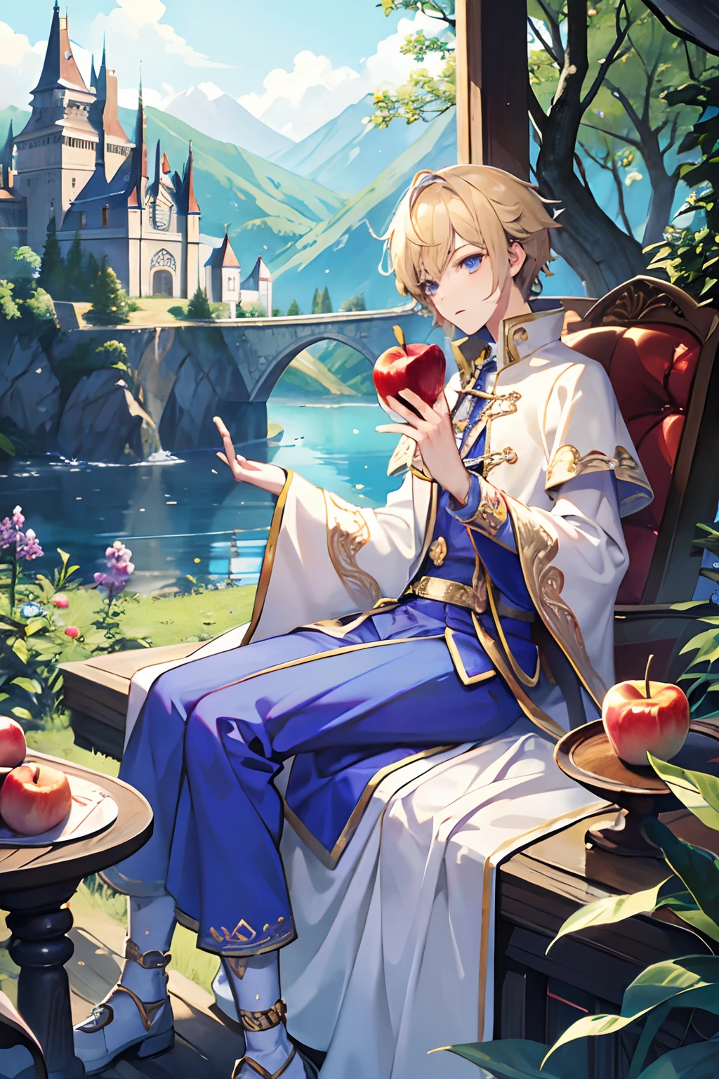 Prince have a apple Castle in the forest twinks male people