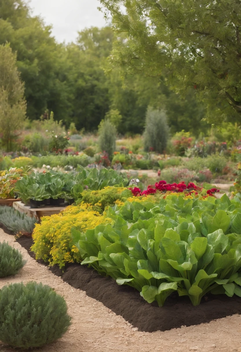 a small backyard plantation, organic fertilizer prodution, fresh air, healthy ecosystem, renewable energy, carbon footprint reduction, eco-friendly transportation, organic farming, green architecture, smart technology, harmony with nature, reusable resources (best quality, high res), vibrant colors, optimistic and realistic (colorful,colorful:1.2), soft natural lighting, warm color temperature