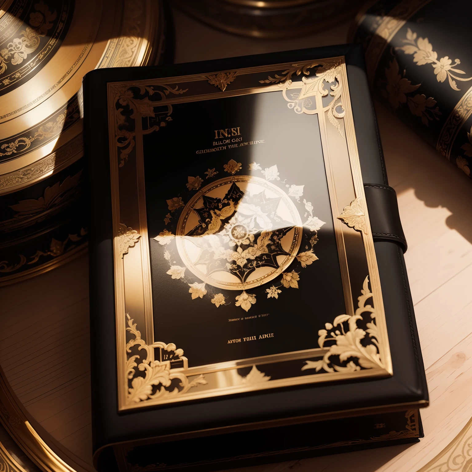 (best quality,highres),old,leatherbound book,ornate,gilded details,burnt magnifying glass,detailed design,black cover,binding details,gold accents,dark atmosphere,vintage style,aged pages,antique look,  
Detailed explanation：
- "best quality,highres"Indicates that the resulting picture is of high quality，lots of resolution。
- "old,leatherbound book"Describes the subject of the picture，An old leather-bound book。
- "ornate"Indicates that the decoration of the book is meticulous and ornate。
- "gilded details"The decorative part of the finger book is decorated with gold，It adds to the luxurious sense of the picture。
- "burnt magnifying glass"Describes a charred microscope on the cover of the book，Adds to the mystery of the picture。
- "detailed design"The richness of detail throughout the picture is emphasized。
- "black cover"The cover of the depicted book is black，It adds a bit of gloomy atmosphere to the picture。
- "binding details"The design that indicates that the binding of the book also has some details。
- "gold accents"The cover and decorative parts of the book are decorated with gold accents。
- "dark atmosphere"It conveys a dark and mysterious atmosphere throughout the picture。
- "vintage style"It shows that the style of the whole picture is ancient、Vintage。
- "aged pages"Indicates the traces of the passage of time on the inner pages of the book，Adds to the historical sense of the book。
- "antique look"The old and stale appearance of the whole picture is further emphasized。
