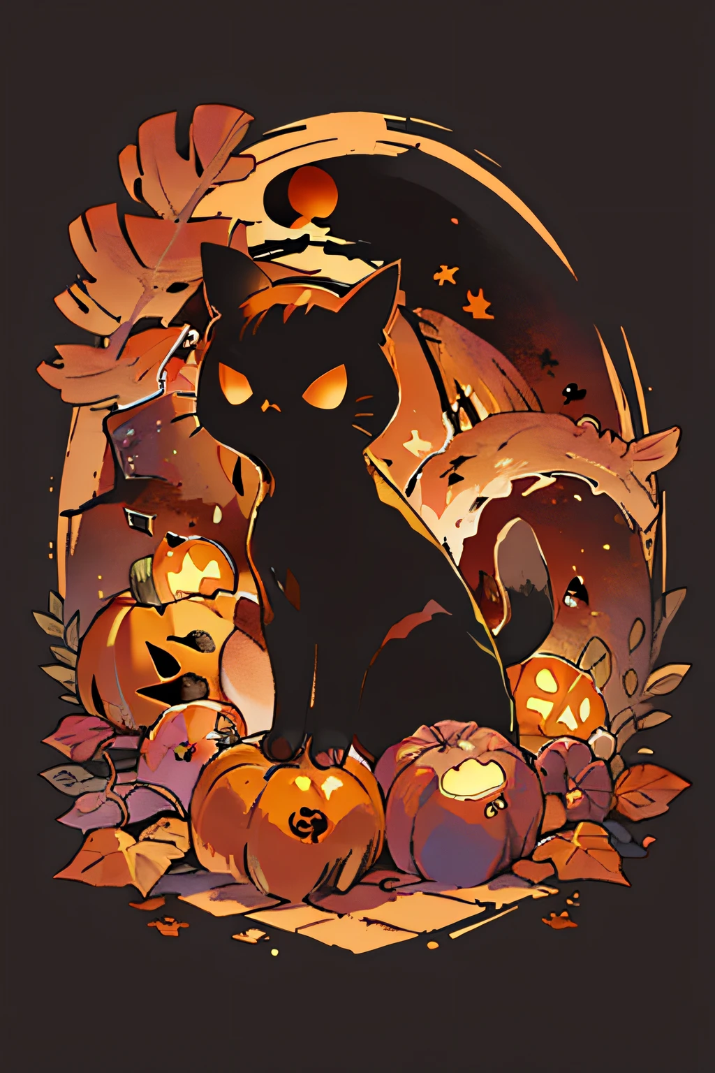 fall, changing colors, pumpkins, leaves falling, black cat,