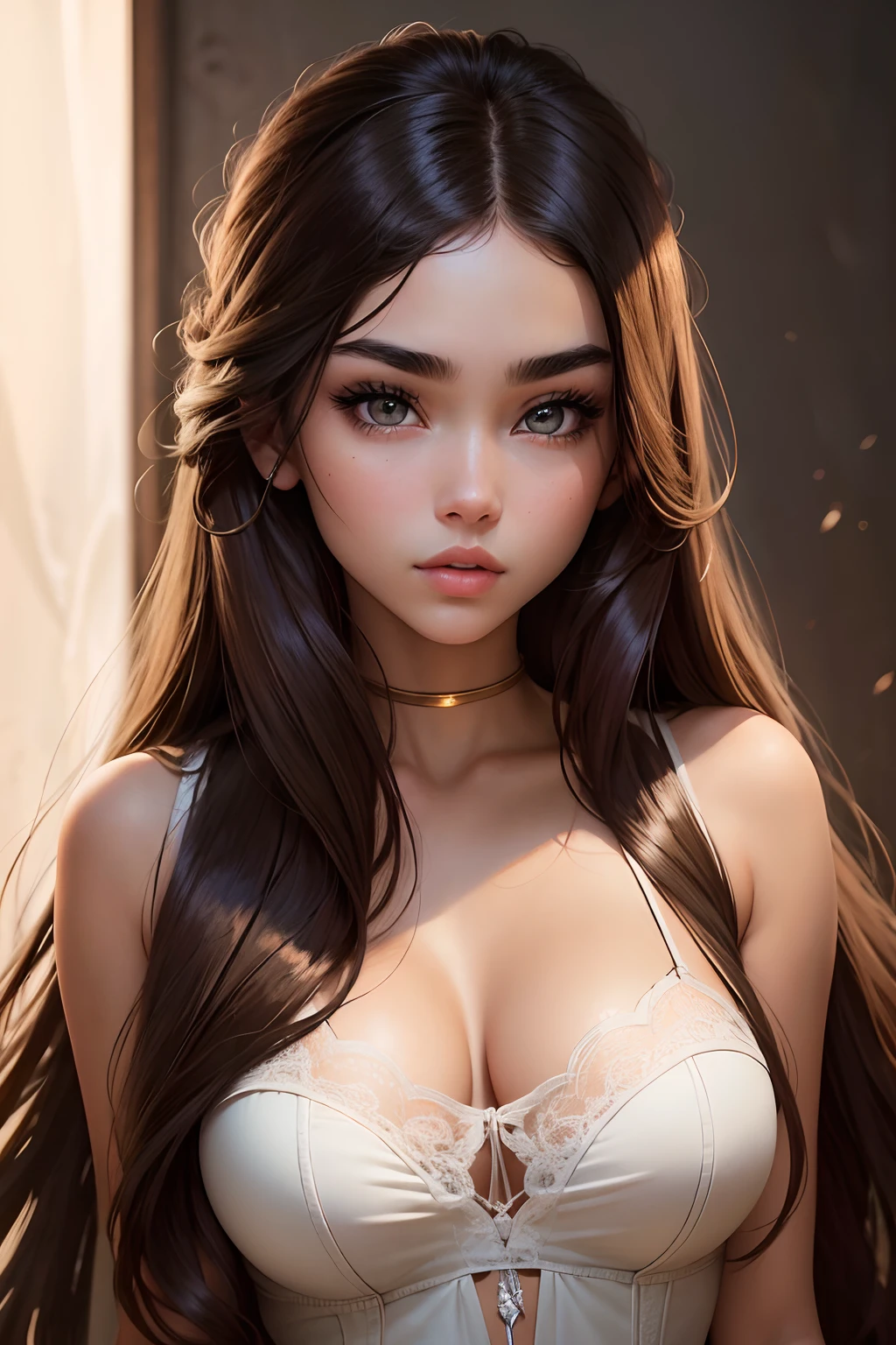 Madison Beer (masterpiece, best quality) (portrait), masterpiece, beautiful detailed eyes, looking at viewer, detailed beautiful face, extremely detailed, high, 1girl, brown hair, long hair, best quality