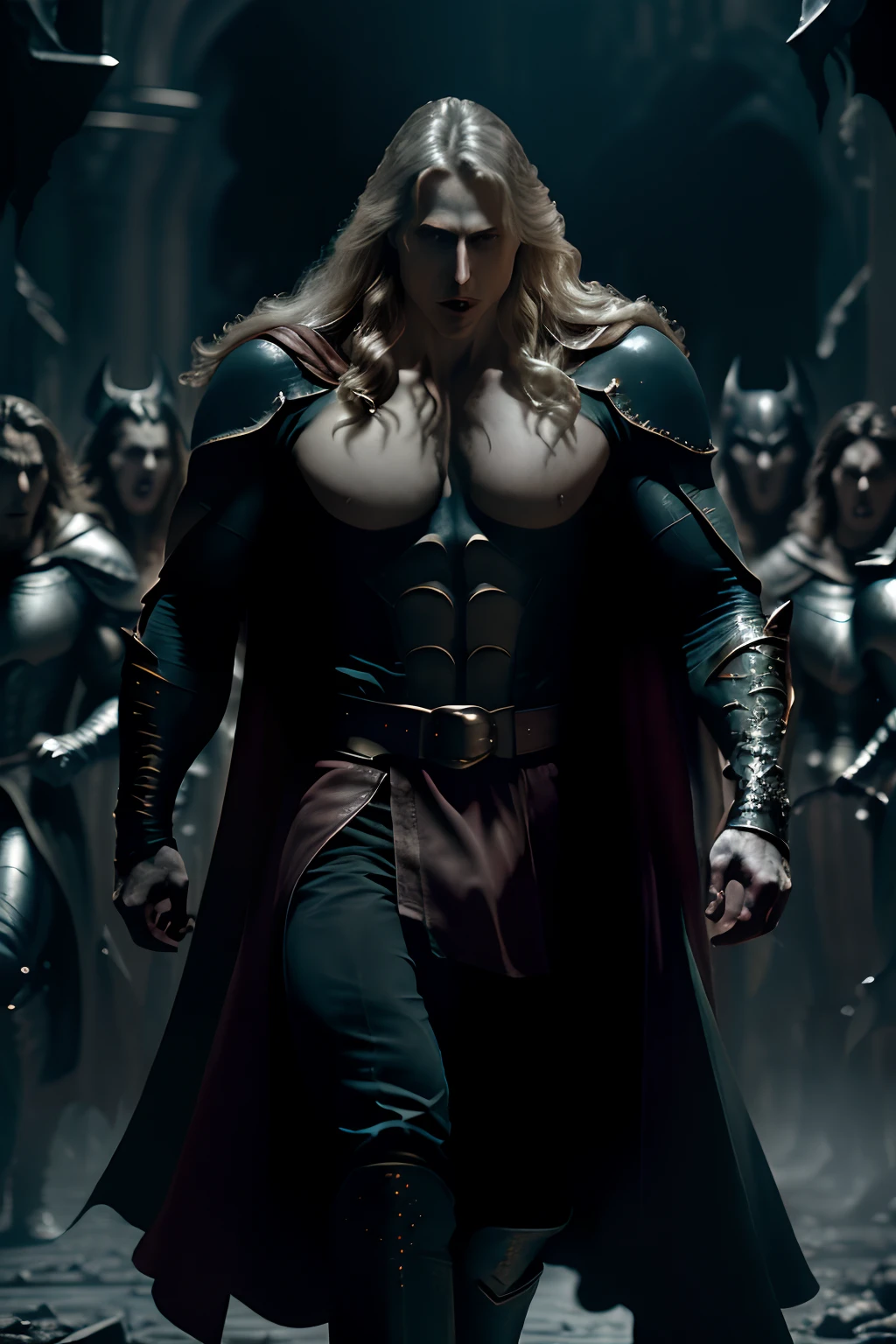 Castlevania Lord of the shadows hyper realistic super detailed Dynamic shot master piece scene cinématique scènes movie Epic Legendary Lord Dracula leading troops army of demons to battle War hyper realistic super detailed