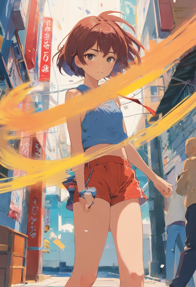 Dois boxeadores em coldres，Pose de Boxe, No estilo de Adrian Ghenie, Esao Adrus, Jenny Saville, Eduardo Hopper, Surrealismo, arte sombria por James Jean, alto e grande, Punk de tinta minimalista, usando sunga