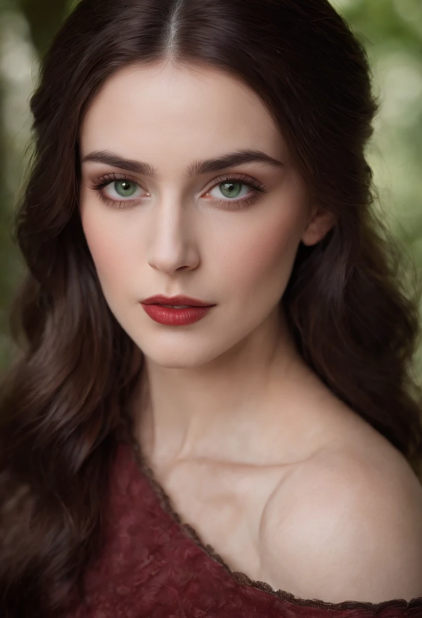 (((a deep reddish wound crosses her left cheek))) brunette woman around 25 years old, natural dark hair, distinctive green eyes, wearing kohl, slender and graceful, beautiful, candlelight in a medieval setting, ultra sharp focus, realistic shot, medieval female clothes, tetradic colors (scar:1.4)