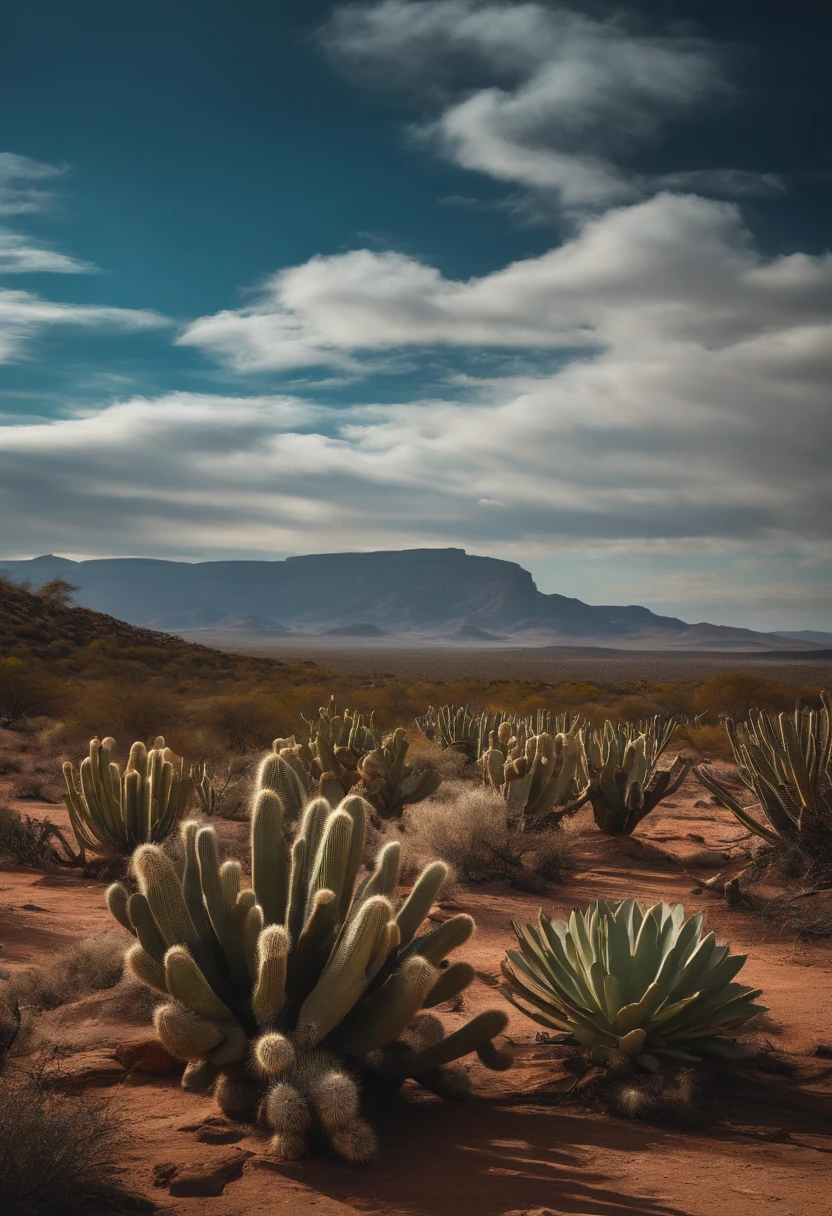 paisagem, Cactus plants in a desert area with a sky background, caatinga, paisagem do deserto, serene desert scenery