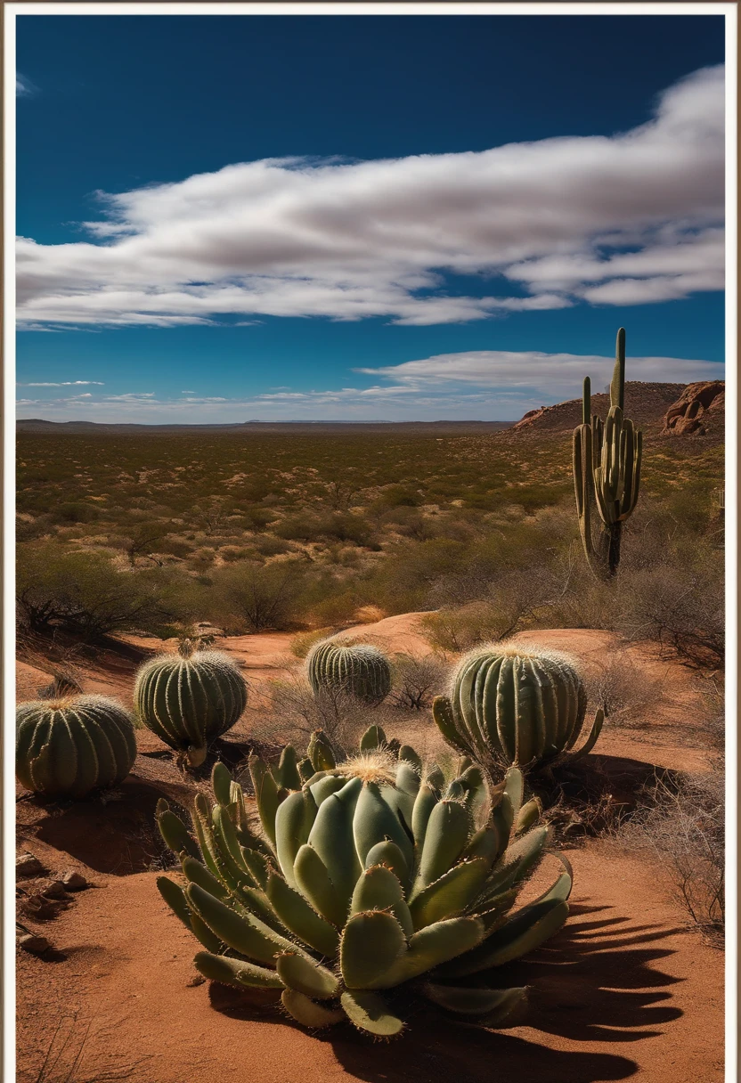 Paisagem, Cactus plants in a desert area with a sky background, caatinga, Paisagem do deserto, serene desert scenery