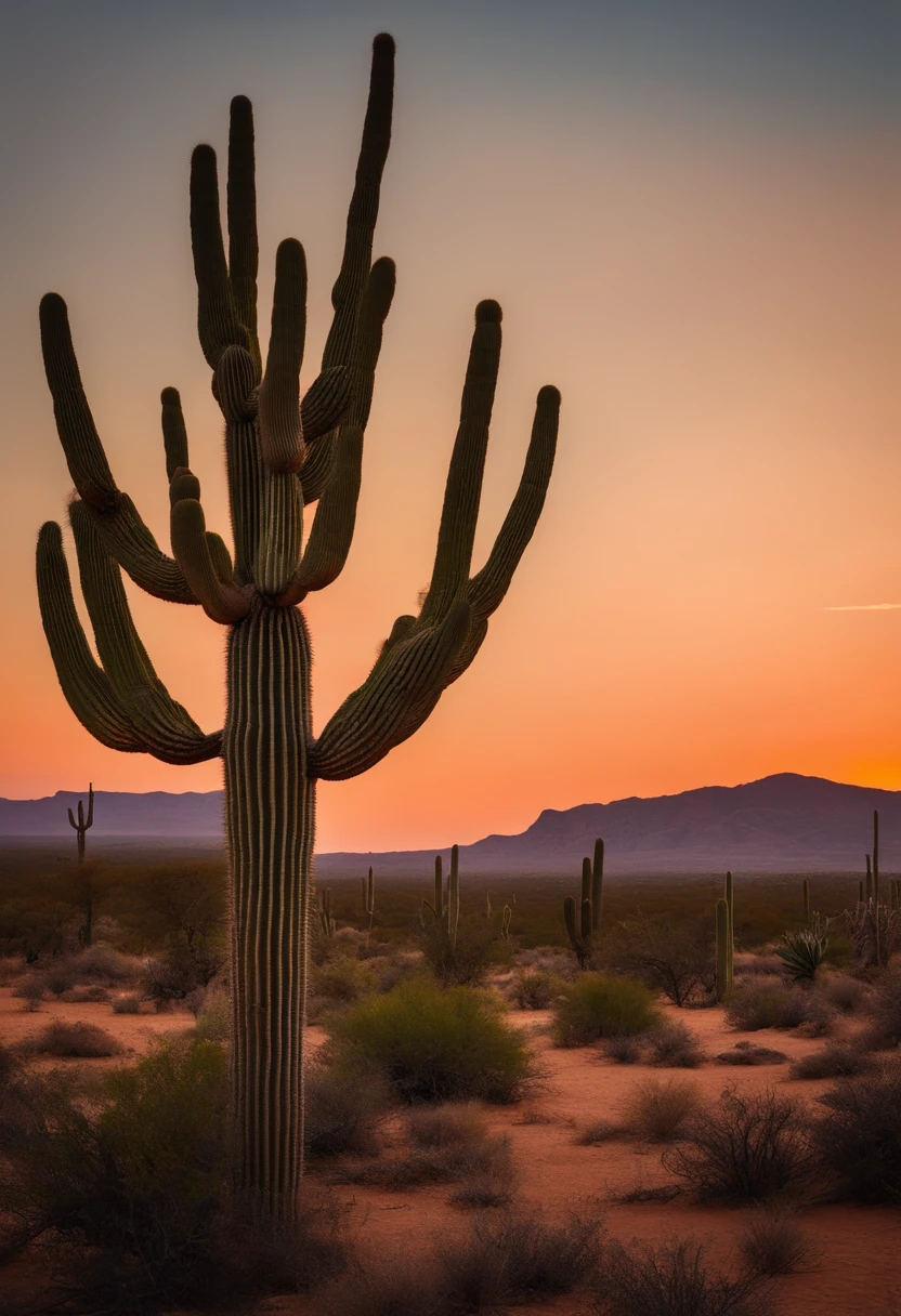 Paisagem, Cactus plants in a desert area with a sky background, caatinga, paisagem do deserto, serene desert scenery